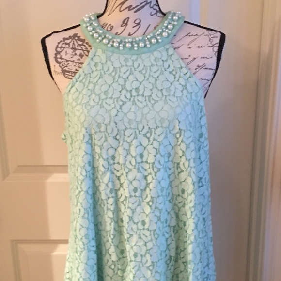 Mint Lace Pearl and Rhinestone Altar'd State Dress - Picture 2 of 8